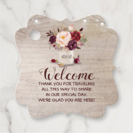 Burgundy Floral Mason Jar Wedding Welcome Bag Gesc Geschenkanhänger