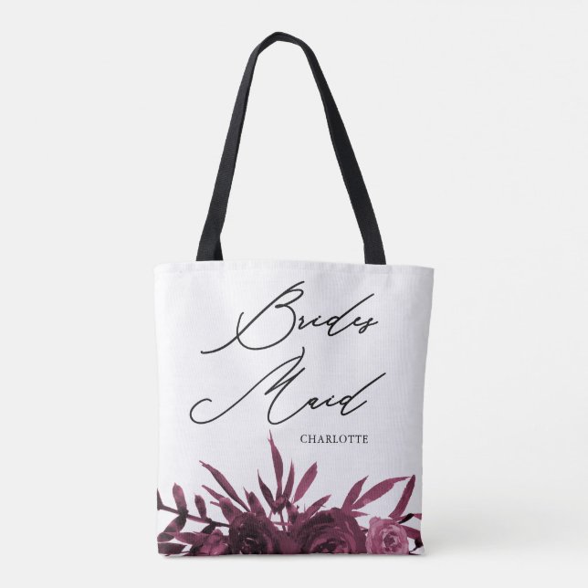 Burgundy Floral mit Bridesmaid-Script (Rückseite)