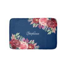 Burgundy Floral Navy Blue