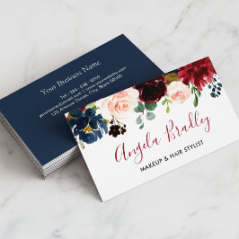 Burgundy Floral Navy Blue Facebook Instagramm Logo Visitenkarte