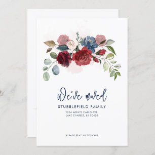 Burgundy Floral New Address Moving Ankündigung