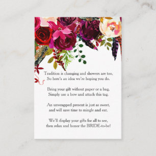 Burgundy Floral No Wrap Shower Anfrage Tag 3979 Begleitkarte