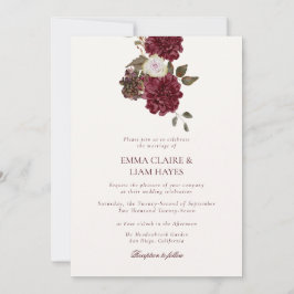 Burgundy Floral Old Money Wedding Invitation Einladung