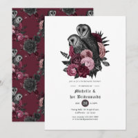 Burgundy Floral Owls Gothic Bridesmaids Luncheon