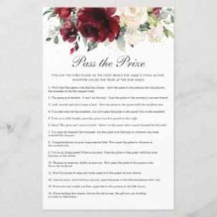 Burgundy Floral Pass auf das Baby Shower Game des