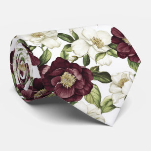 Burgundy Floral Pattern Krawatte