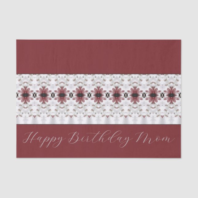 Burgundy Floral Pattern Seidenpapier (Vorderseite)