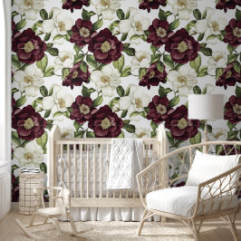 Burgundy Floral Pattern Tapete
