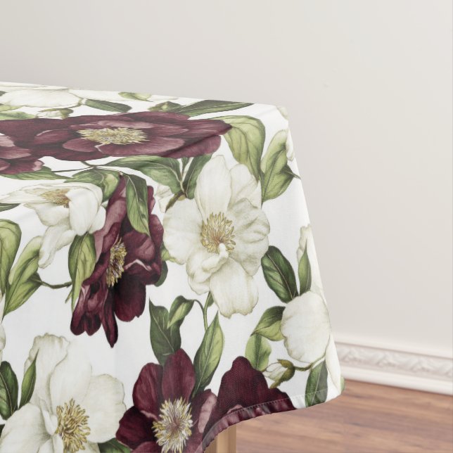 Burgundy Floral Pattern Tischdecke (Beispiel)