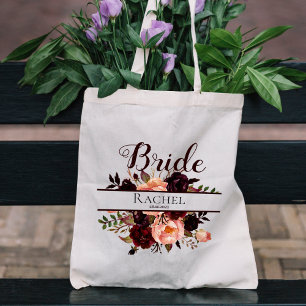 Burgundy Floral Personalisierte Hochzeit Tragetasche