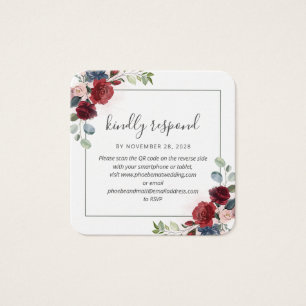 Burgundy Floral QR Code Wedding Website UAWG