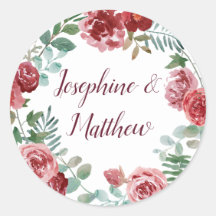 Burgundy Floral Rose Foliage Wedding