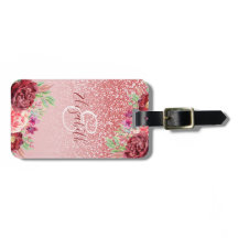 Burgundy Floral Rose Gold Glitzer Personalisiert