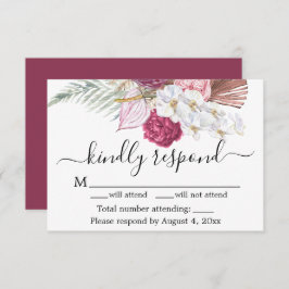Burgundy Floral RSVP Card Dankeskarte