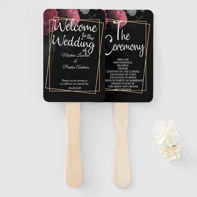 Burgundy Floral Rustic Fächer (Vorne und Hinten)