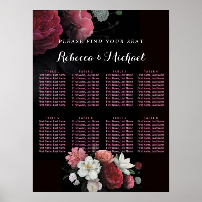 Burgundy Floral Rustic Poster (Vorne)