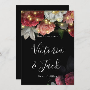 Burgundy Floral Rustic String speichern Sie die Da Einladung