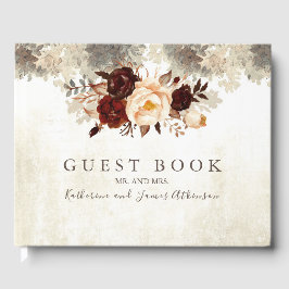 Burgundy Floral Rustic Wedding Gästebuch
