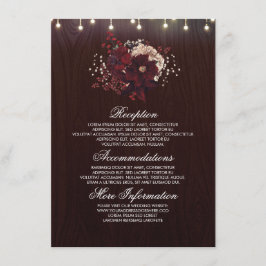 Burgundy Floral Rustic Wedding Information Guest Begleitkarte