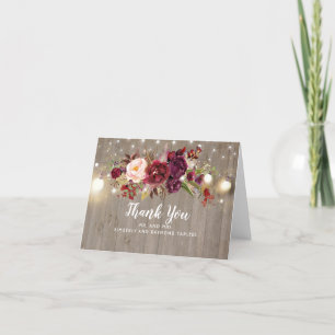Burgundy Floral Rustic Wedding Vielen Dank Dankeskarte