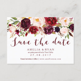 Burgundy Floral Save the Date Card Einladung