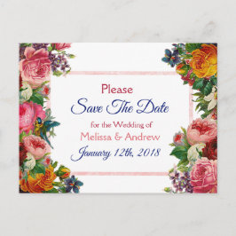 Burgundy Floral Save the Date Postkarte
