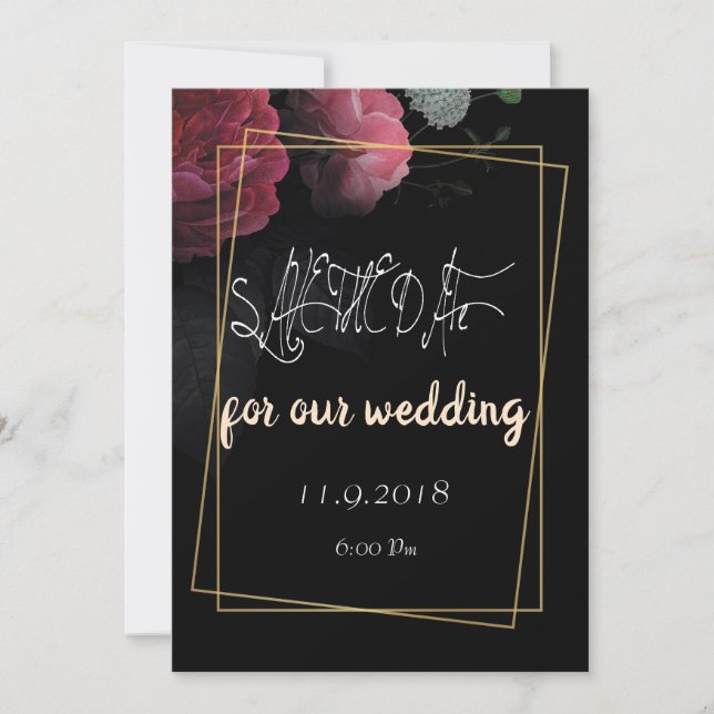 Burgundy Floral Save the Date rustikal (Vorderseite)