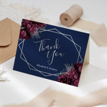 Burgundy Floral Silver Navy Blue Geometric Wedding
