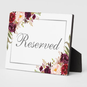 Burgundy Floral Silver Reserviert 12x18 Table Fotoplatte