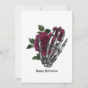 Burgundy Floral Skeleton Gothic Feiertagskarte