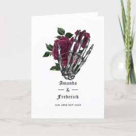 Burgundy Floral Skeleton Gothic Wedding Programm