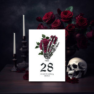 Burgundy Floral Skeleton Gothic Wedding Tischnummer