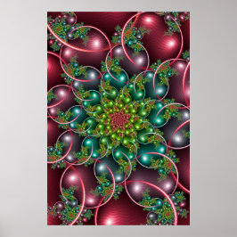 Burgundy Floral Spiral Poster