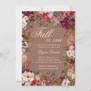 Burgundy Floral Taupe Herbst Liebe Brautparty Einladung