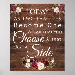 Burgundy Floral Wählen Sie einen Platz Poster