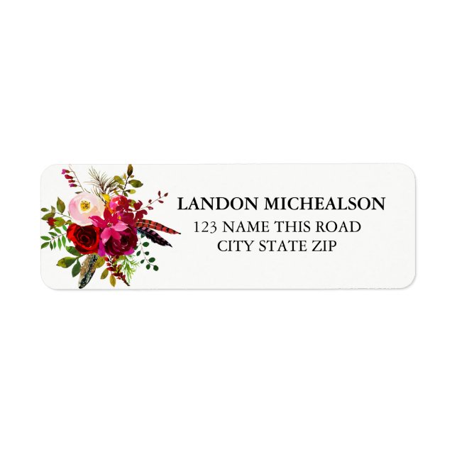 Burgundy Floral Watercolor Address Labels (Vorne)