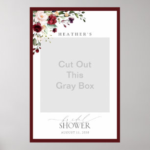 Burgundy Floral Watercolor Dusche Foto Stand Poster