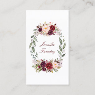 Burgundy Floral Watercolor Visitenkarte