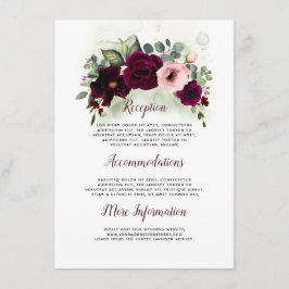 Burgundy Floral Wedding Details Gast Begleitkarte