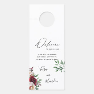 Burgundy Floral Wedding Door Hanger Türanhänger