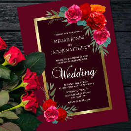 Burgundy Floral Wedding Einladung