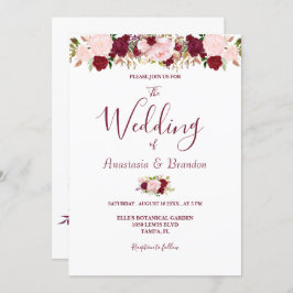 Burgundy Floral Wedding Einladung