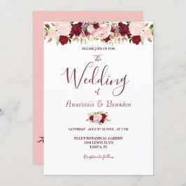Burgundy Floral Wedding Einladung