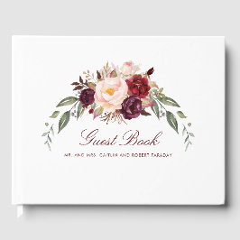 Burgundy Floral Wedding Gästebuch