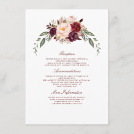 Burgundy Floral Wedding Information Guest Begleitkarte