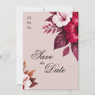 Burgundy Floral Wedding Invitation Save The Date