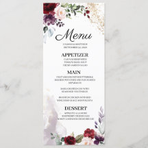 Burgundy Floral Wedding Menu