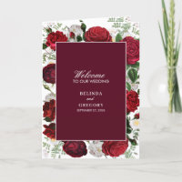 Burgundy Floral Wedding Order of Service