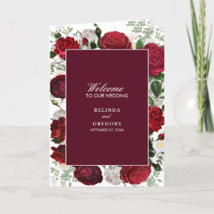 Burgundy Floral Wedding Order of Service Programm