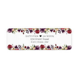 Burgundy Floral Wedding Stationery Rücksendeadress